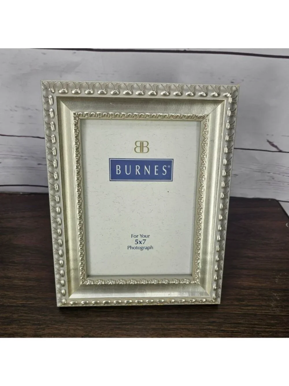 Burnes Silver 5x7 Ornate Photo Frame With Beaded Design And Easel Back